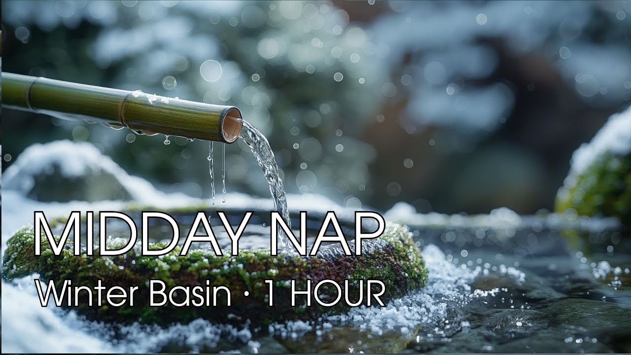 MIDDAY NAP 🌿 Winter Tsukubai Drip • 1 Hour Soft Water Pour
