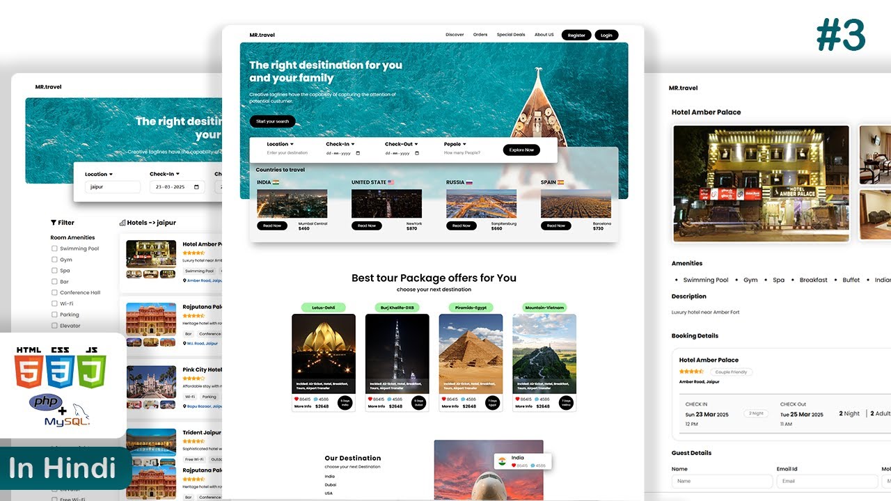 Build a Hotel Booking Website | HTML, CSS, JavaScript, PHP & MySQL | Full-Stack Project Tutorial