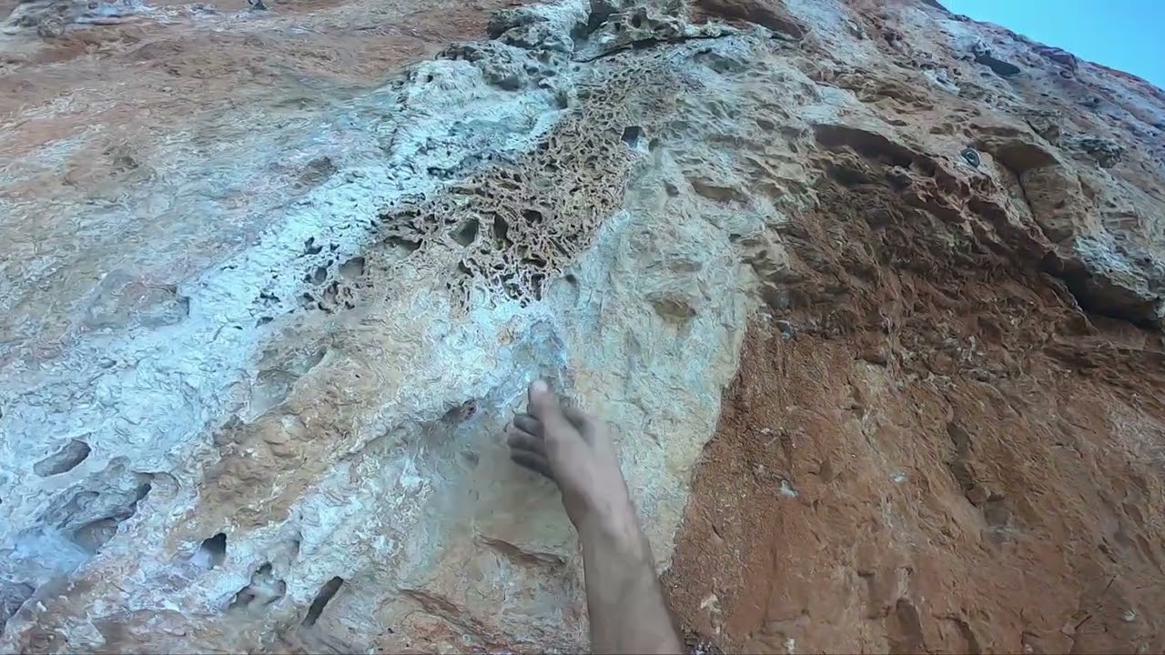 Climbing in Leonidio, Sector Hideout, Route Goges Power 6c+ (8- UIAA)
