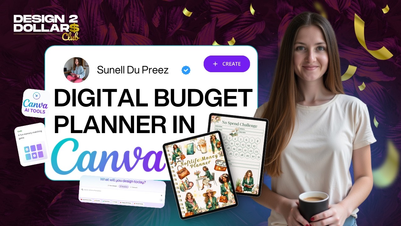 Цифровой планировщик бюджета, созданный в Canva | Узнайте, как это сделать | Design2Dollars Club