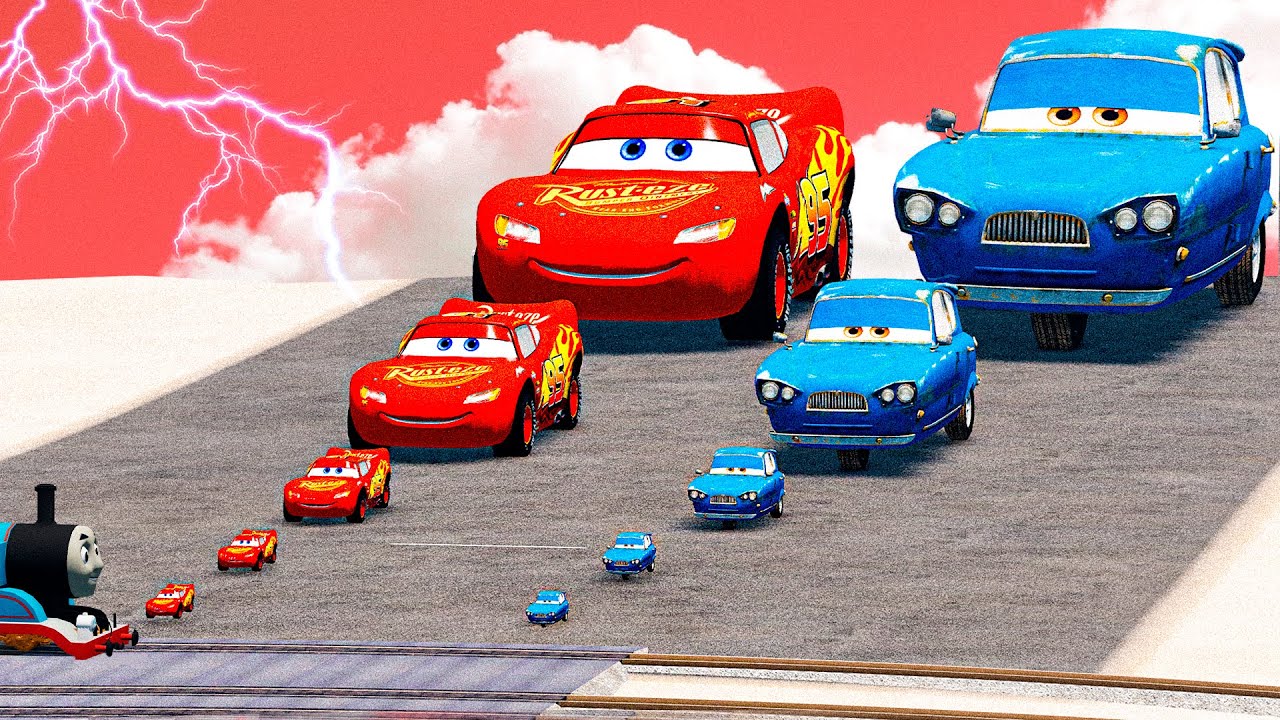 Big & Small McQueen vs Big & Small Tomber vs Thomas the Tank Engine Train - BeamNG.Drive