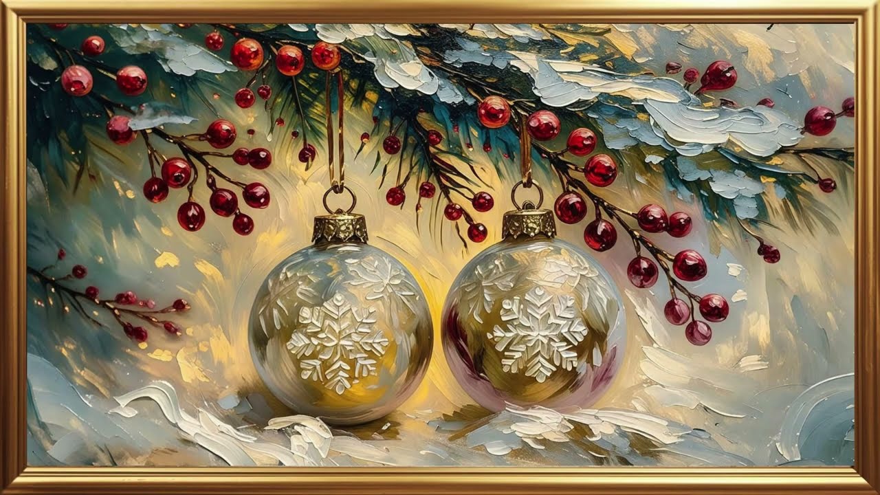 Elegant Winter Berries & Gold-Plated Ornaments | Evergreen Foliage with Glass Baubles