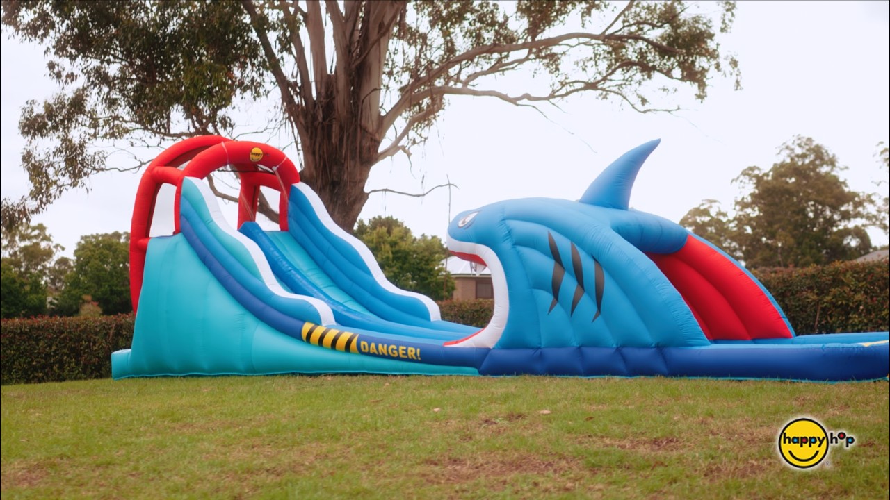 Happy Hop Shark Attack Double Slide Inflatable Water Slide - Available at Sam's Club