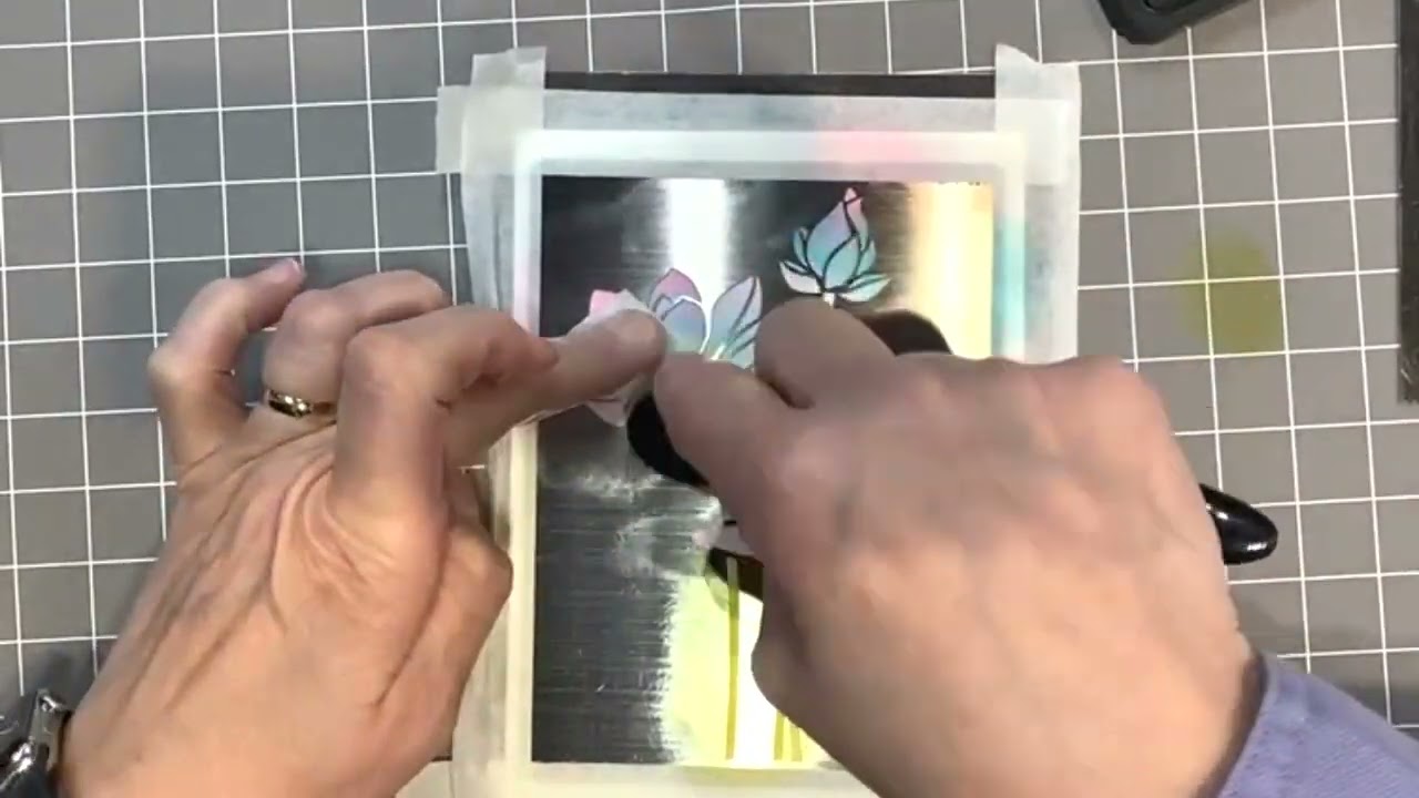 Beautiful and simple design using the Sweet Poppy Lotus Flowers Stencil