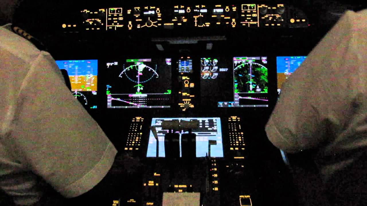 787 cockpit at night