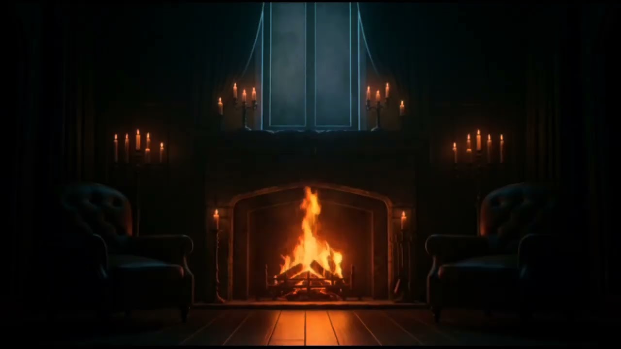 🏡 DARK ROOM FIREPLACE | Fire sound ASMR
