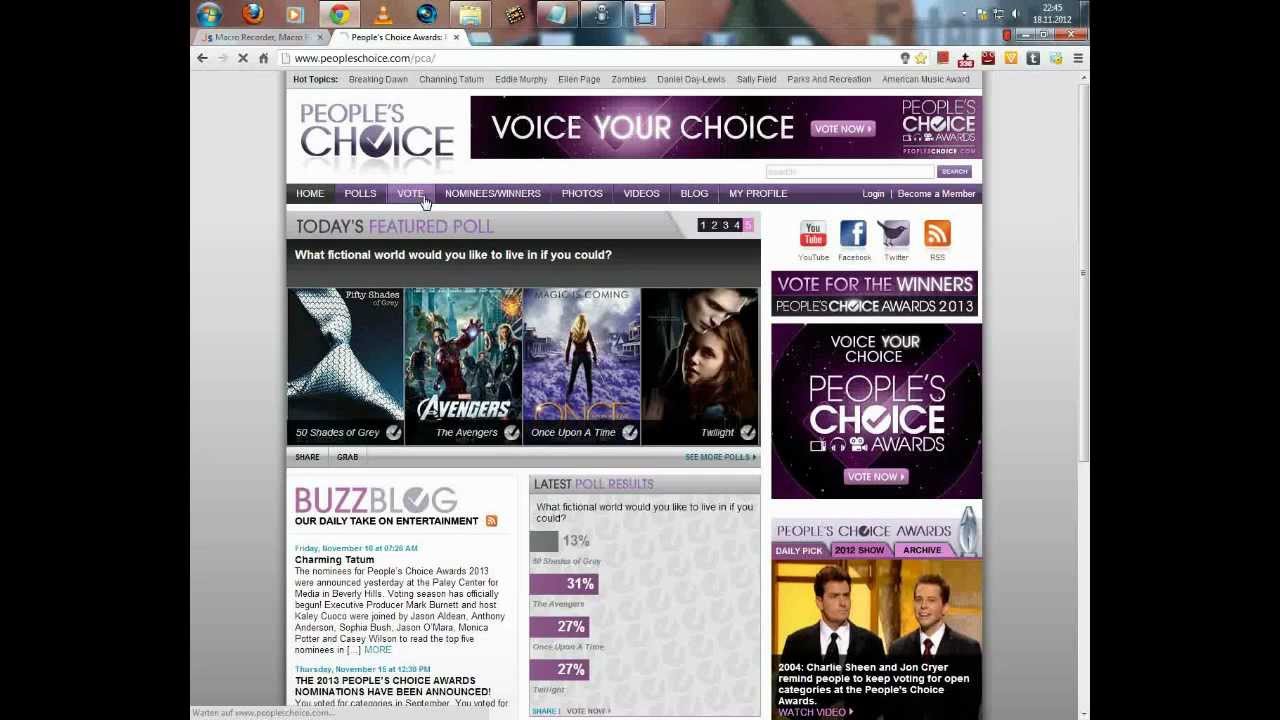 Automatically vote for Castle and Stana and Nathan People Choice Award PCA