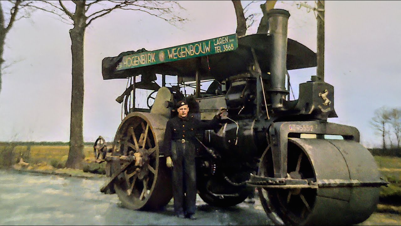 De Wegenbouw zoals het er in de jaren 1950 aan toeging.