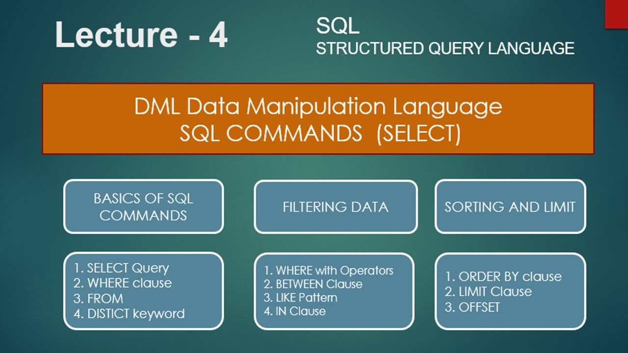 SQL Structures Query Language - SELECT STATEMENTS ( QUERIES ) Data Manipulation Language DML #sql