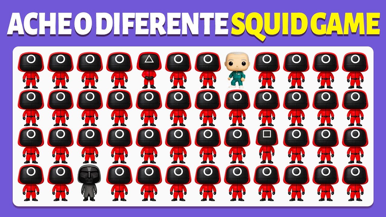 Encontre o diferente - Round 6 2 🦑2️⃣❤️ | 40 níveis | Fácil, Médio, Difícil | Pato Quiz