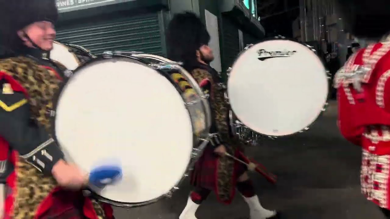 The Massed Pipes & Drums march down Castle Hill after Royal Edinburgh Military Tattoo 2025