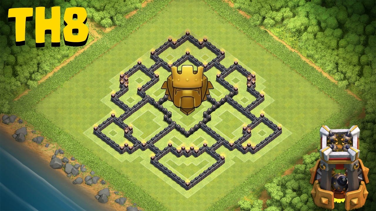 Town hall 8 Trophy Base With Bomb Tower &diams; TH8 Trophy Pushing Base 2017 &diams; Clash of Clans 2017