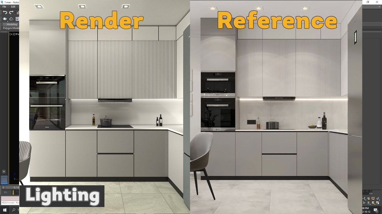 3- Making of an interior design (Kitchen) using 3Ds Max & Vray