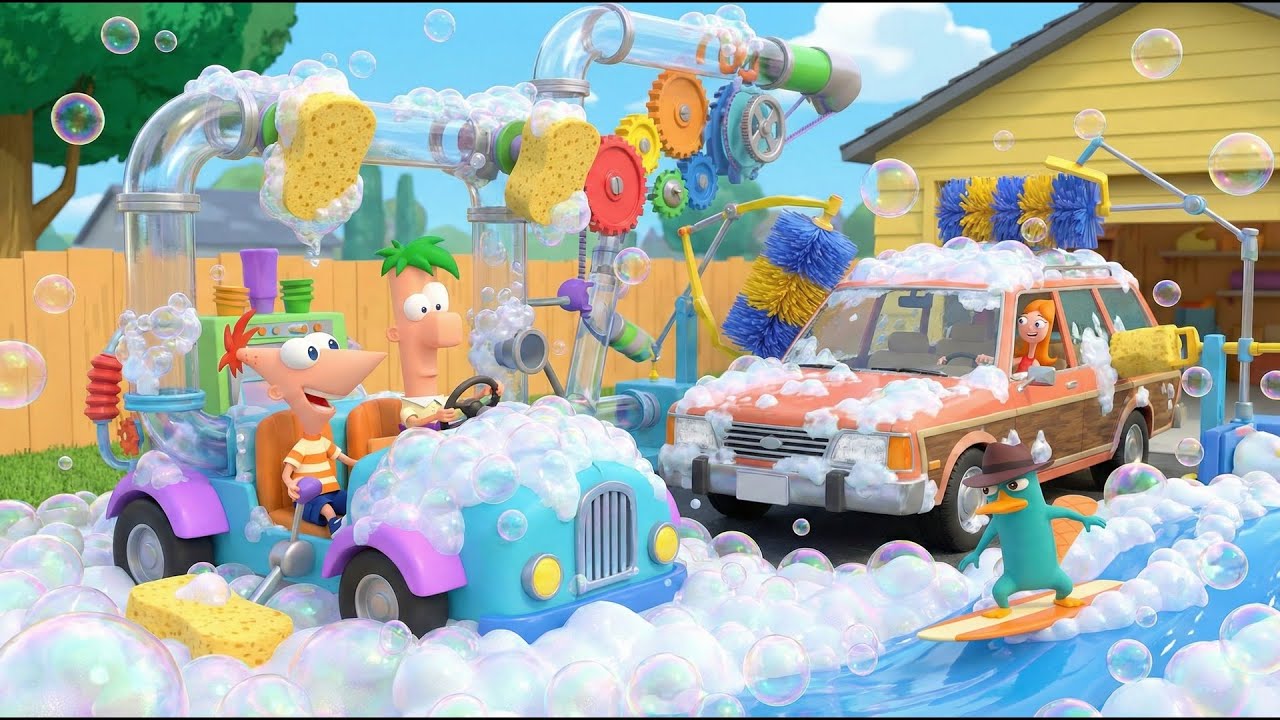 The Ultimate Bubble Car Wash by Phineas & Ferb🛁🏖️ | Fun and Creativity | Phineas & Ferb Animation