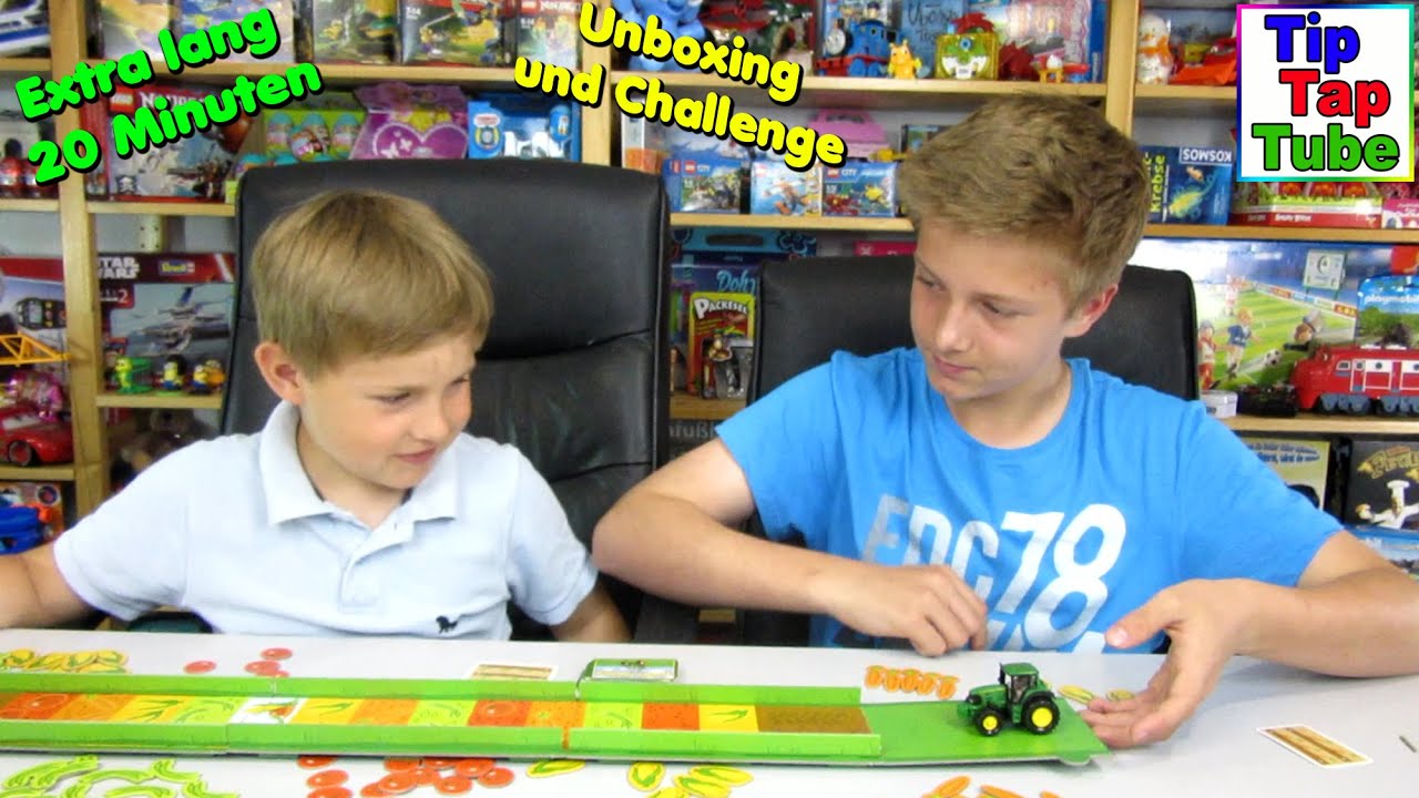 FUNNY FARMER mit John Deere SIKU Trecker Unboxing + Challenge mit Ash und Max TipTapTube Kinderkanal