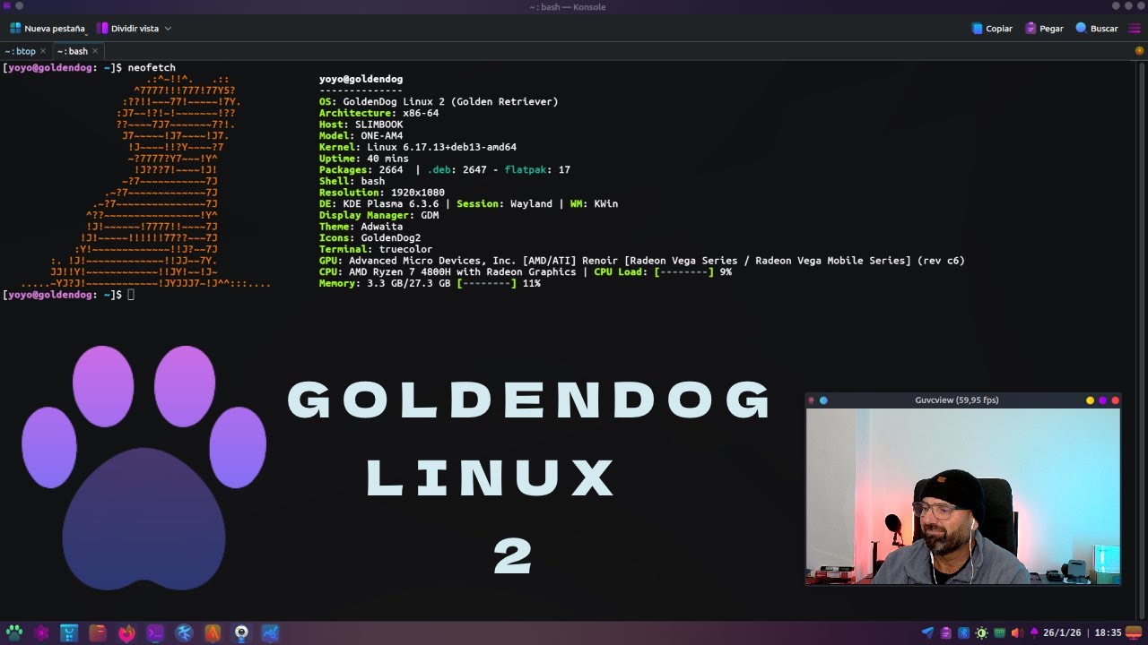 Así se encuentra el desarrollo de GoldenDog Linux 2 (build 2.0.9)