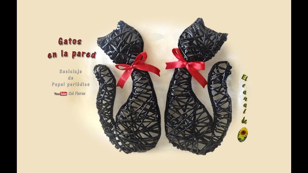 Gatos en la pared, reciclaje de papel periódico – Cats on the wall, newsprint recycling