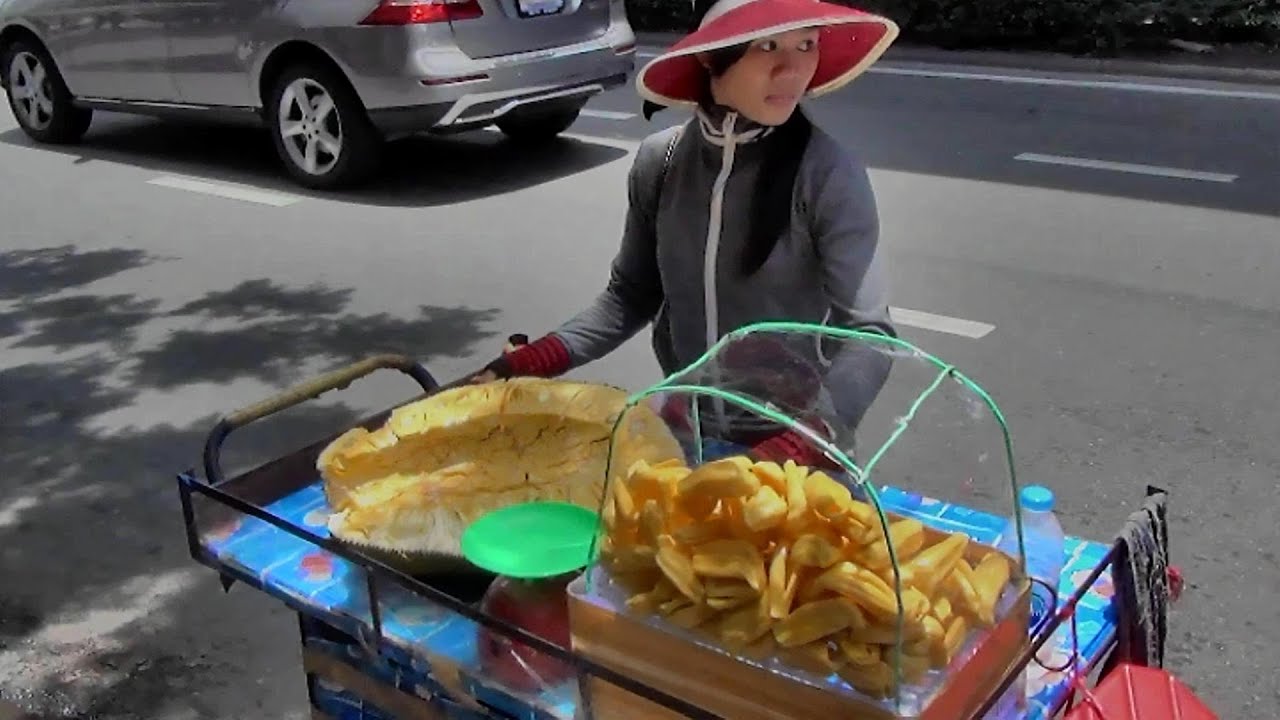 Bangkok Street Food. The Jackfruit Vendor on the Road