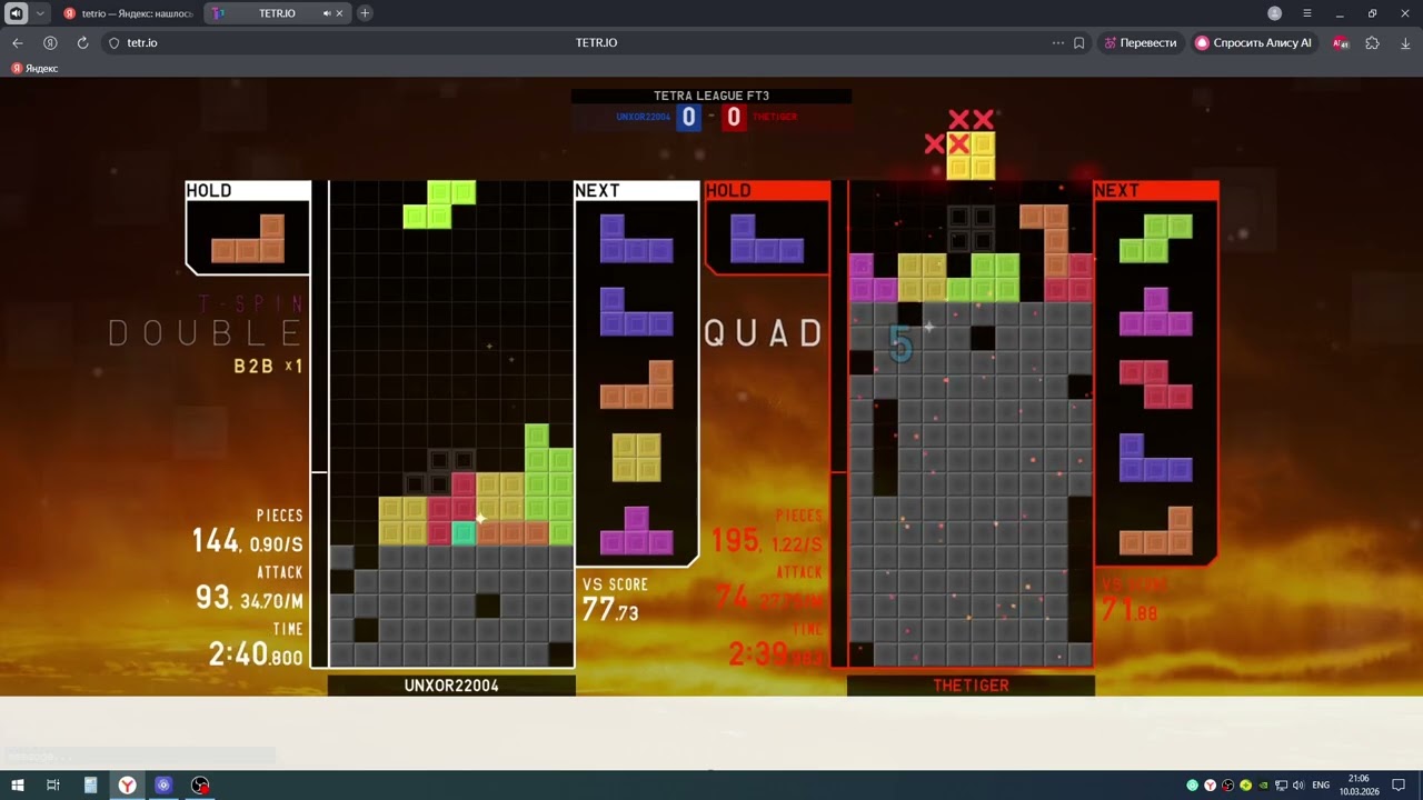 TETR.IO League: UNXOR22004 vs THETIGER (Rank B, 6264 TR)