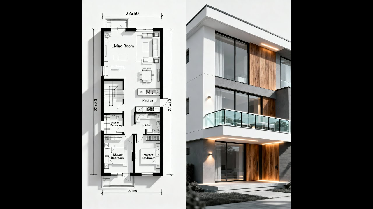 22*50 house design east facing || 22 by 50 feet house plan || 22x50 house plan ||1100 2bhk west face