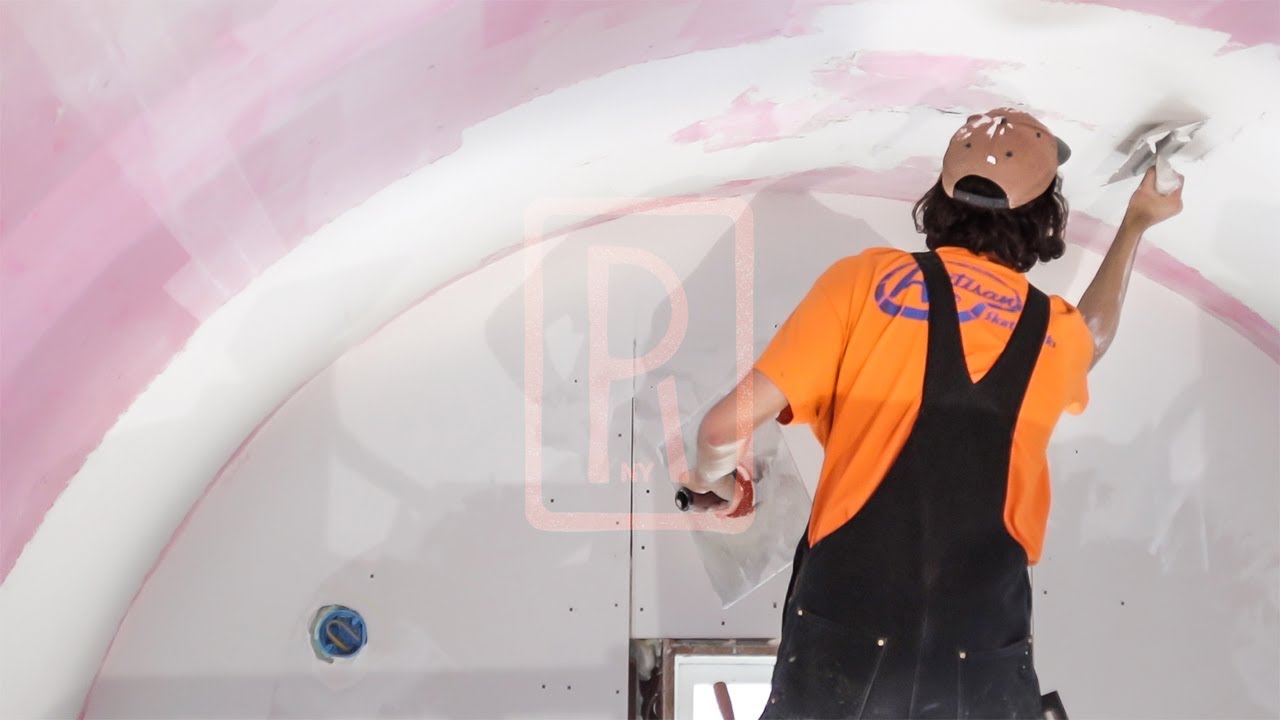 012 PLASTERING the VAULT, Structolite Basecoat over Sheetrock, Bedroom Barrel Vault ep.7