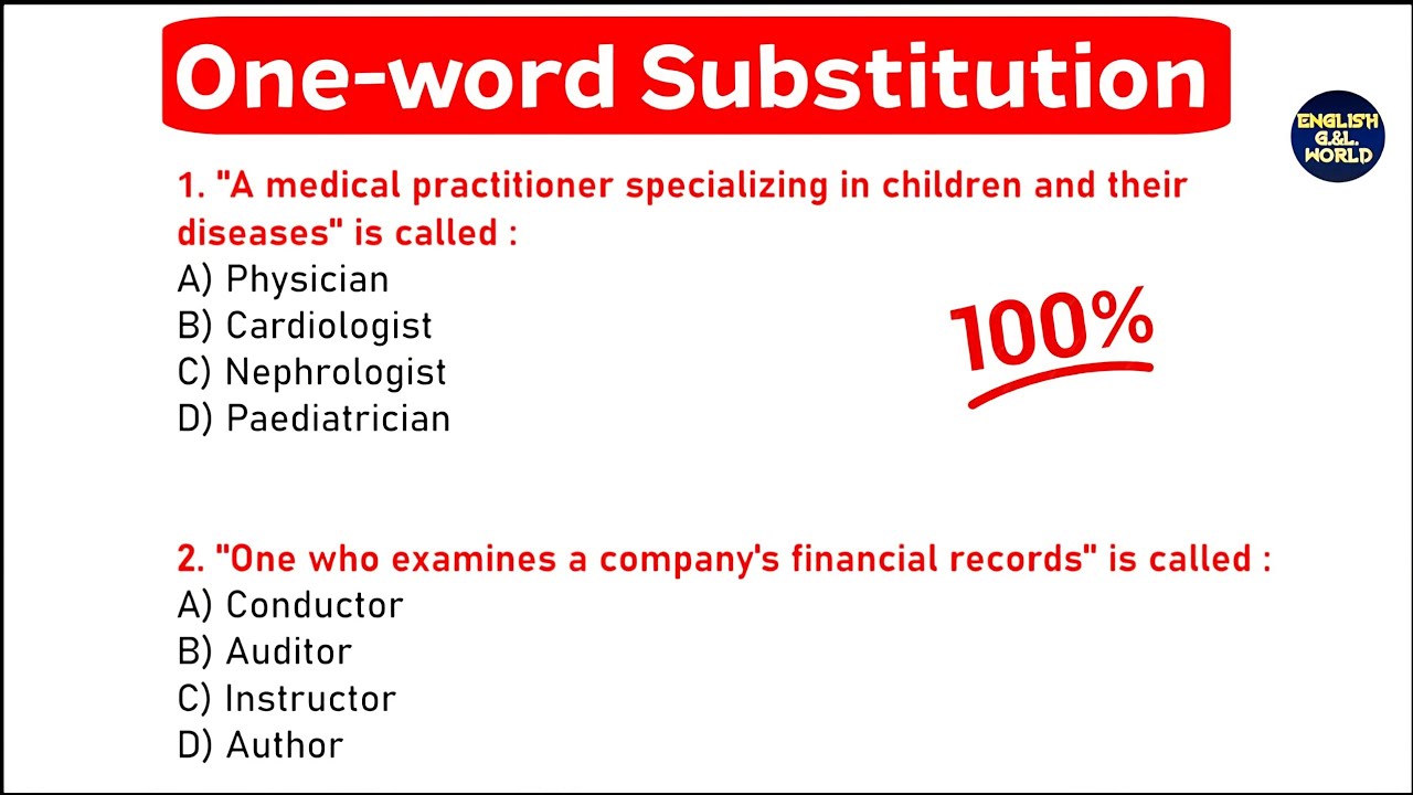 20 Basic One Word Substitution | English Vocabulary Practice | Competitive Exams PYQs 