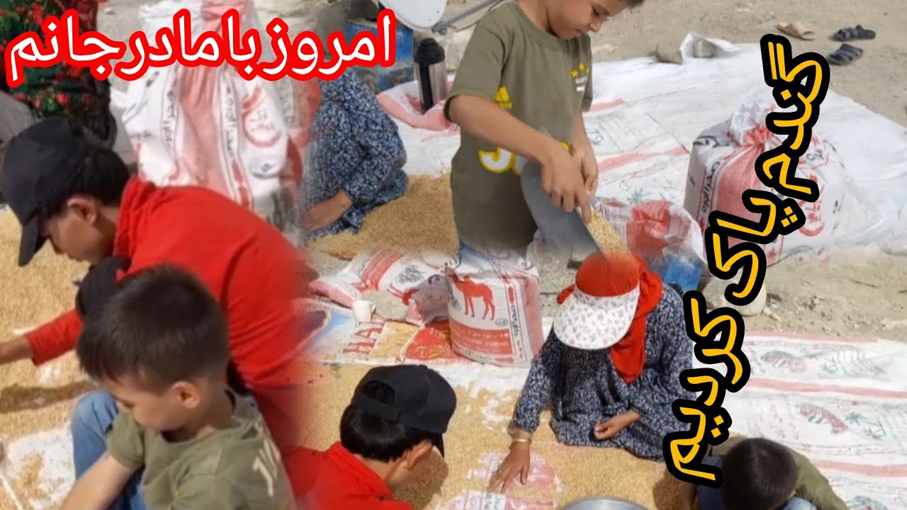 امروز با مادرجانم گندم پاک کردیم 😍😍