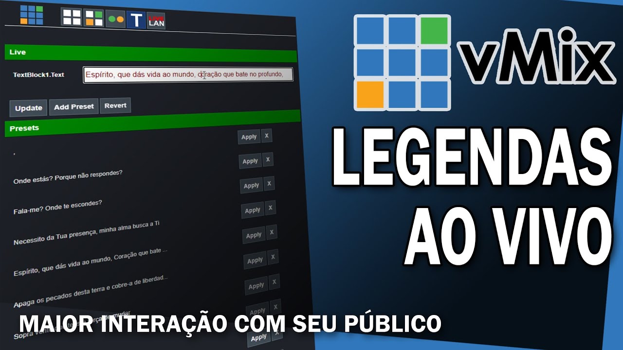 Como usar LEGENDAS ao VIVO no VMix - tutorial português-BR