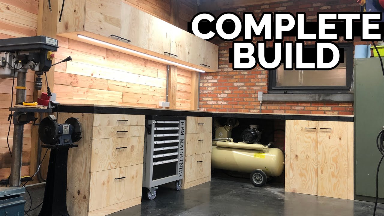 Building A Wooden Workbench In The Workshop |  Father & Son Build Their Dream Garage | Pt.4