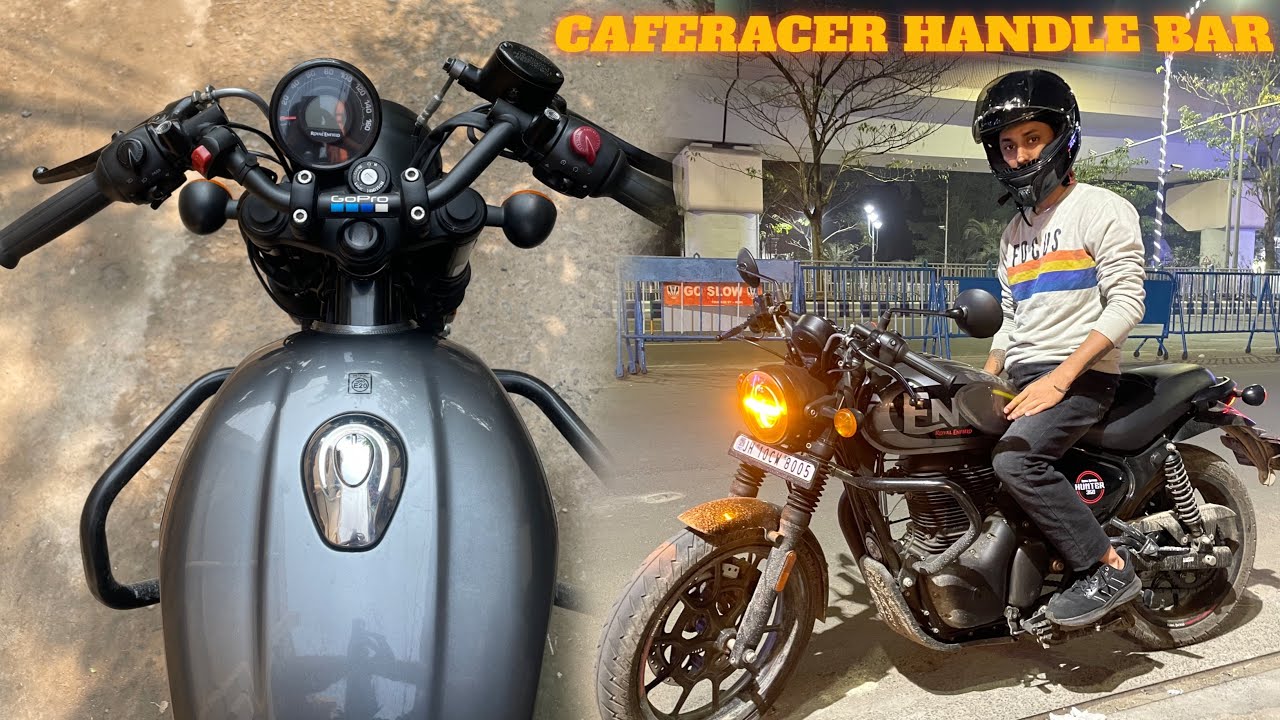 Modified HUNTER 350 into caferacer at home 🥵 | clubman handlebar on hunter 350😳