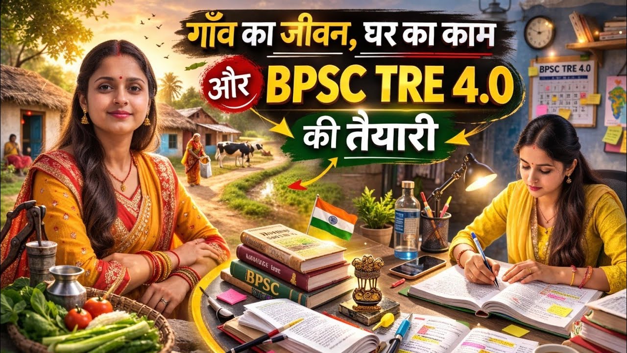 गाँव का जीवन, घर का काम और BPSC TRE 4.0 की तैयारी | Daily study  Vlog | Study Motivation