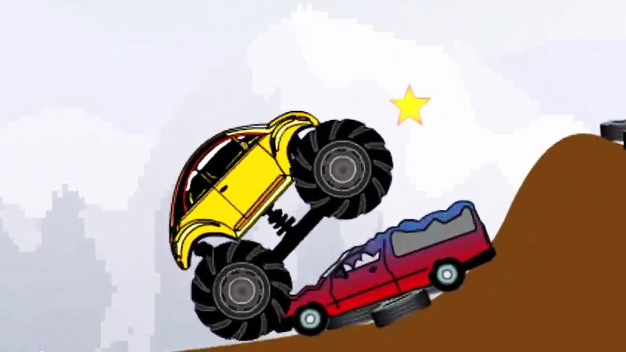 Yellow Buggy Monster Truck Destroyer Game 5 Levels