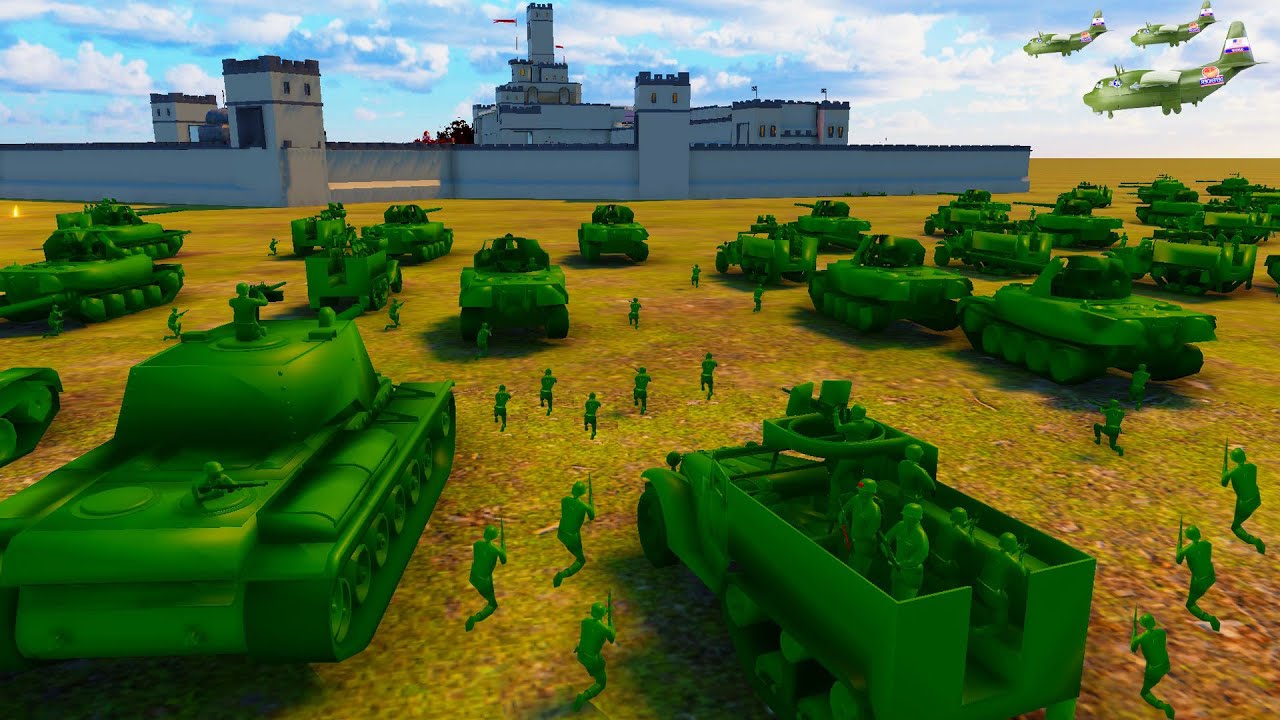 Green Army Men Assault INFECTED ZOMBIE CASTLE! - Attack on Toys