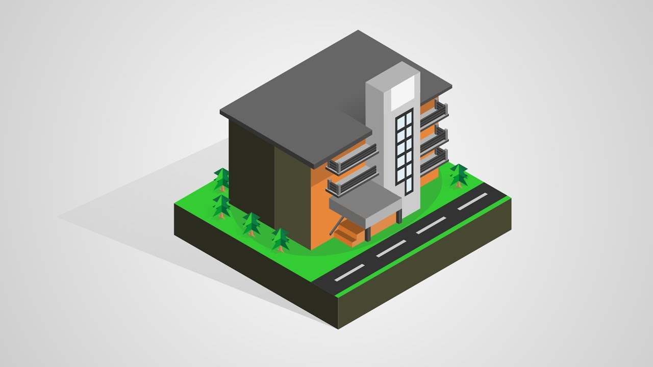 Isometric School Building - Corel Draw Tutorial
