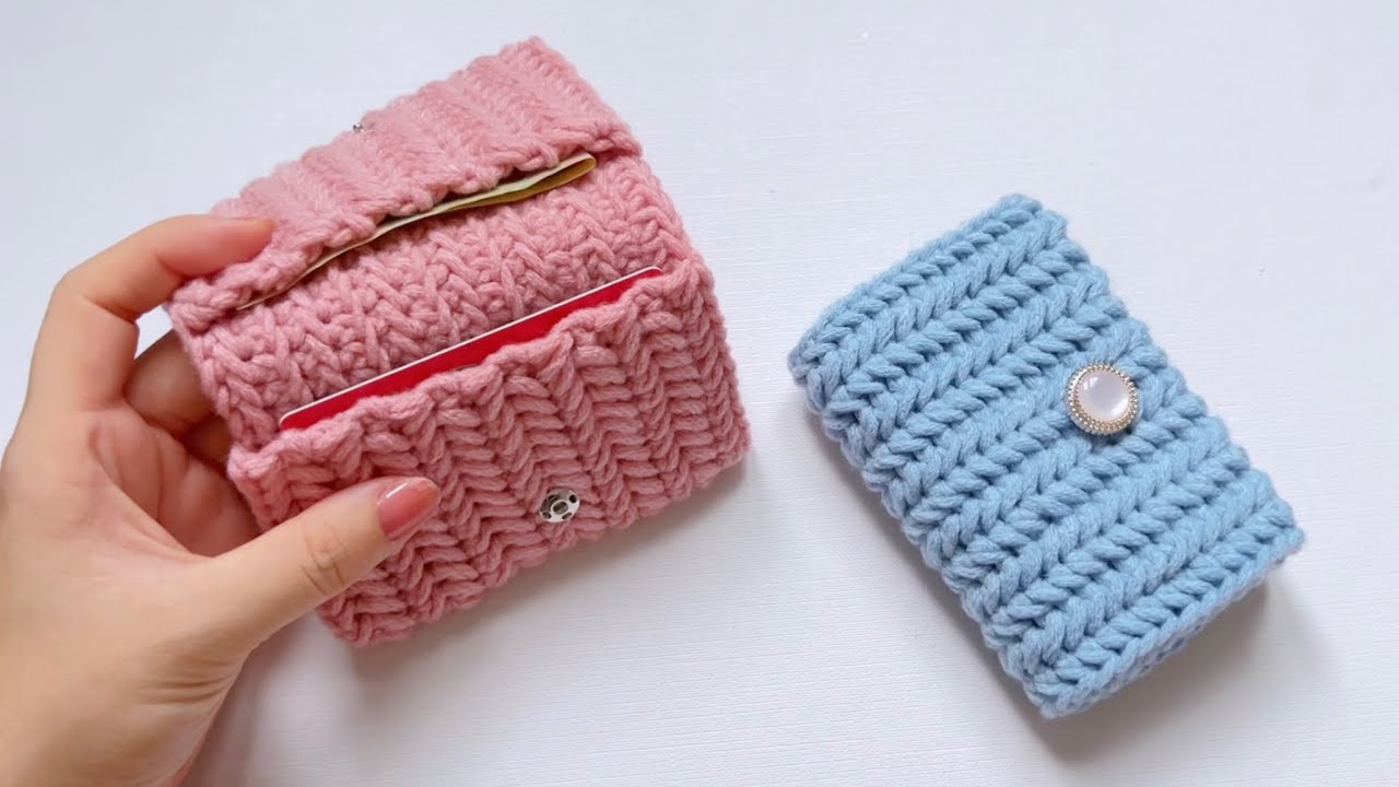 Crochet Wallet 👛 Móc mẫu ví đựng tiền - thẻ ATM siêu dễ bằng hoạ tiết xương cá 🐠