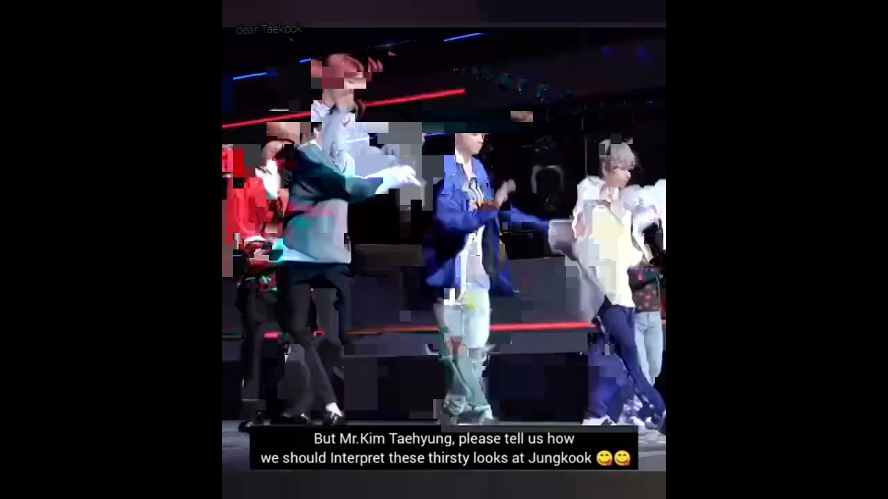 Jungkook arm placed around tae 