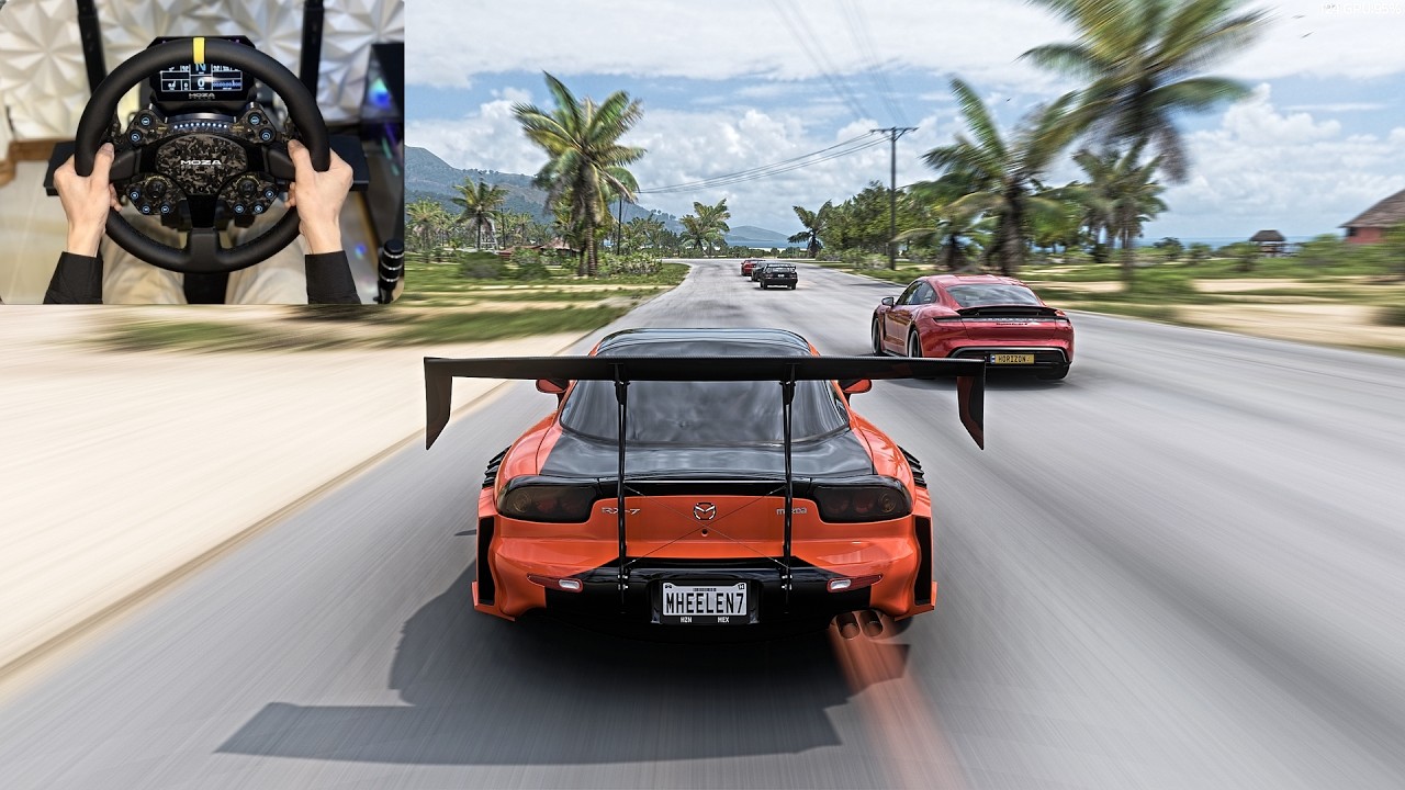 1017HP Mazda RX 7 1997 |Racing The Goliath Forza horizon 5 |Steering Wheel Gameplay