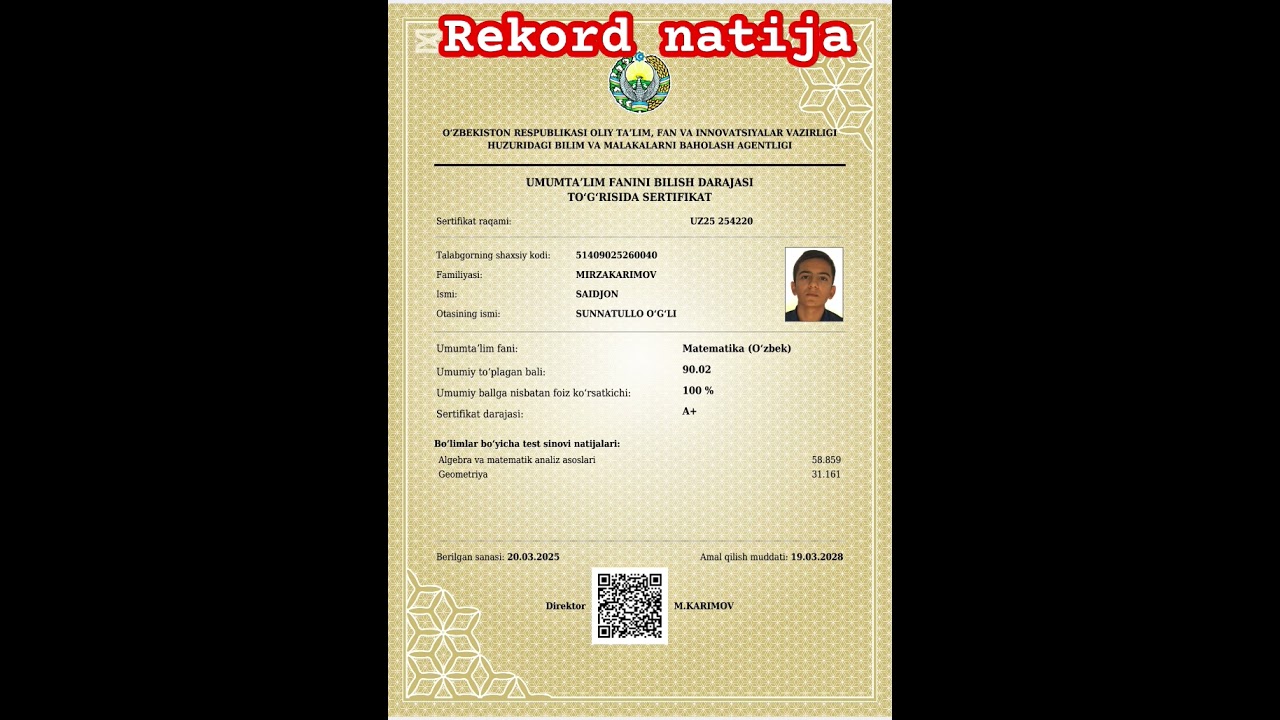 23.02.2025 milliy sertifikat natija @Matematik_repetitor2002  #matematika #maths #uzbekistan