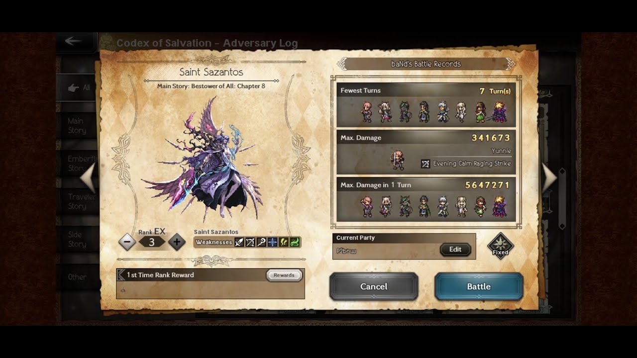 Octopath COTC Saint Sazantos EX3 in 7T