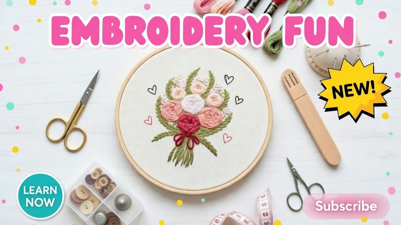 Cozy Bouquet Embroidery Tutorial 🌸 | Relaxing Soft Music & Gentle Stitches