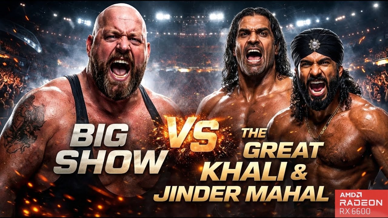 Big Show vs. The Great Khali & Jinder Mahal | Handicap One on Tag Match | WWE 2K25!🔥🔥🔥