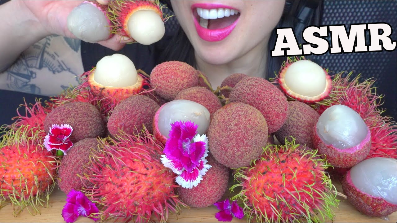 ASMR TROPICAL FRUITS *LYCHEE & RAMBUTAN (EATING SOUNDS) NO TALKING | SAS-ASMR