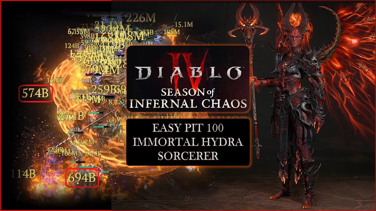 Easy Pit 100 Immortal Hydra Sorcerer - Diablo 4 Season 10