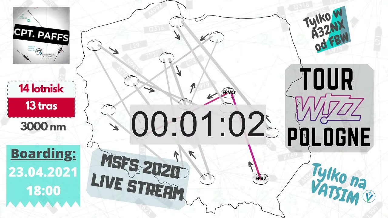 [MSFS 2020] LIVE STREAM | Vatsim | Rzeszów (EPRZ) - Modlin (EPMO) - Wrocław (EPWR) | A32NX