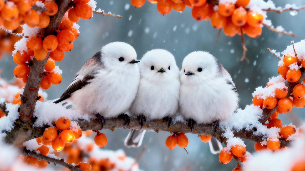 🎹 Snowy Birds Singing with Calm Piano Music for Stress Relief and Emotional Peace ❄️Music for sleep