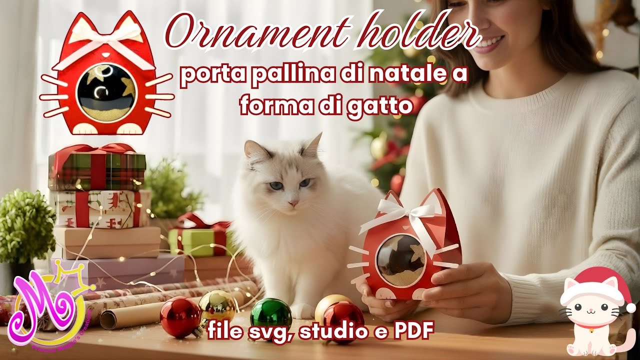 Come creare un porta pallina di Natale a forma di gatto – Tutorial facile (Cricut, Silhouette, PDF)