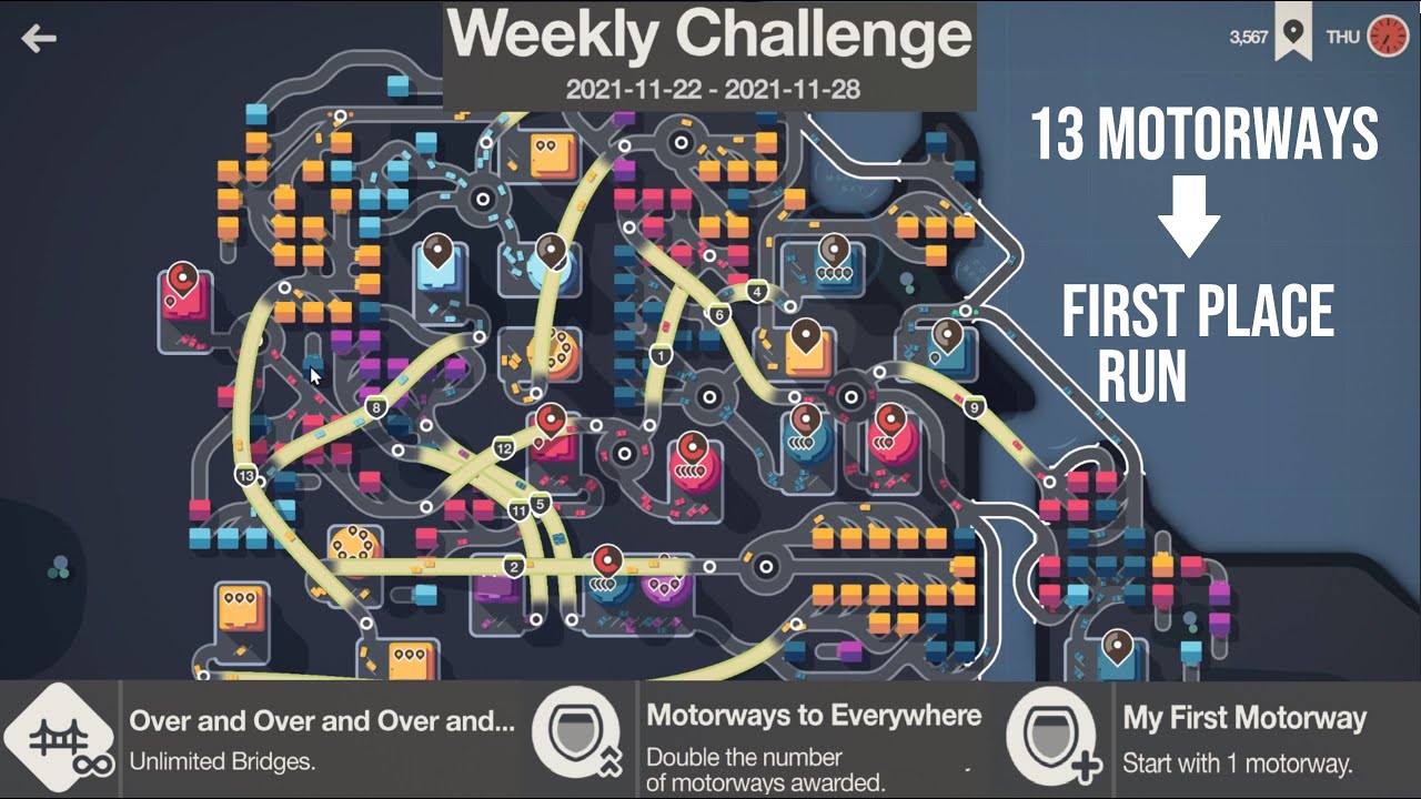 [Weekly 1st Place*] The Return of Spaghetti Roads, But This Time I Get First Place - Mini Motorways