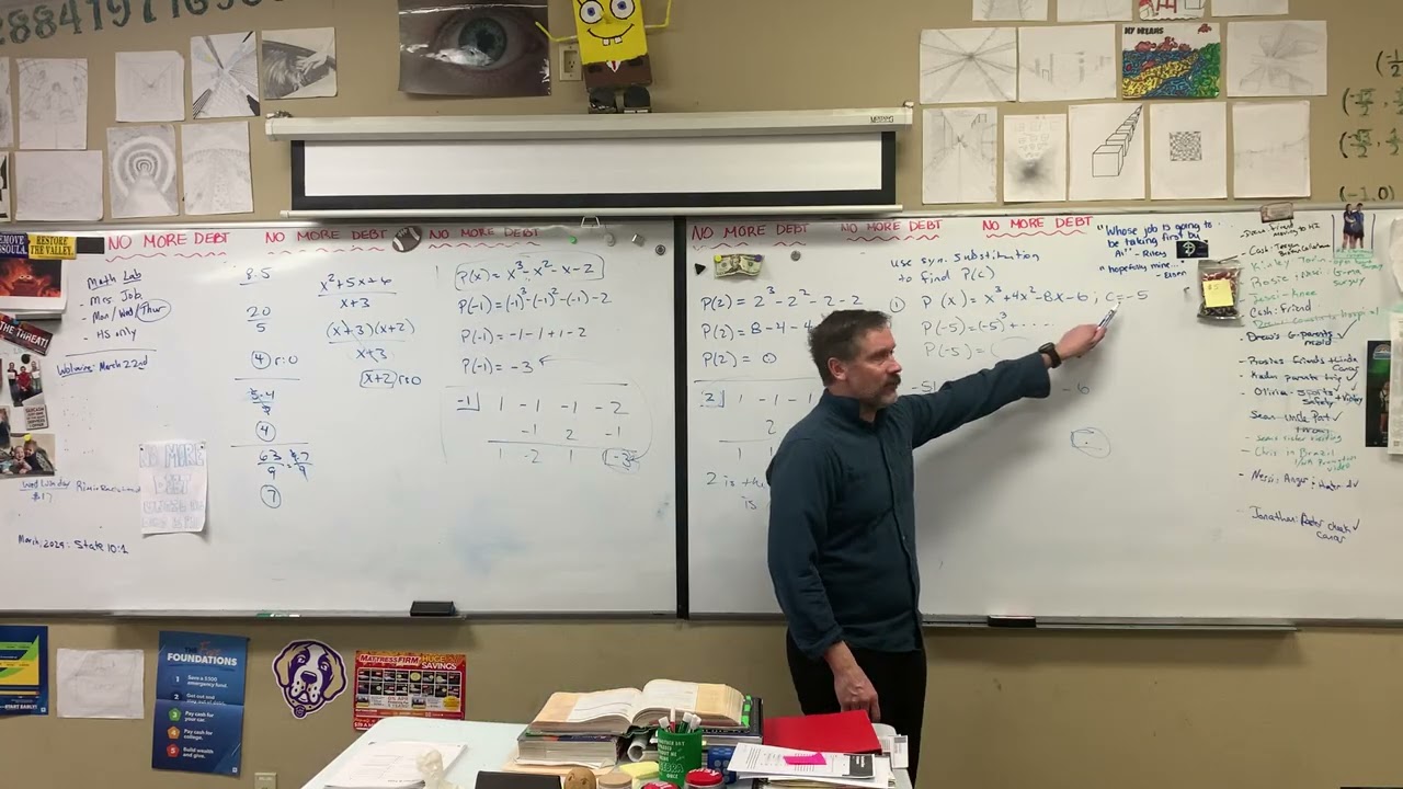 Algebra 2: 8-5 remainder and factor theorems 