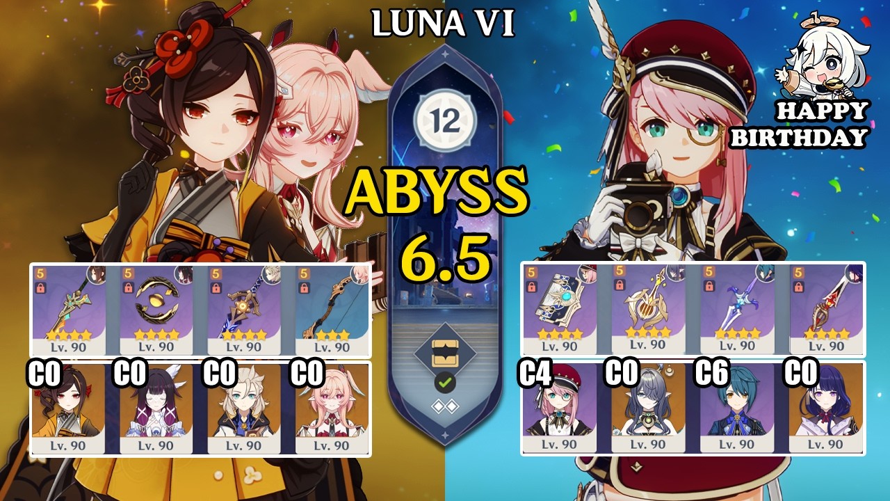 【Genshin Impact Бездна 6.5】C0 Тиори Linnea Lunar Crystallize & C0 Шарлотта Hyperfridge｜Spiral Abyss