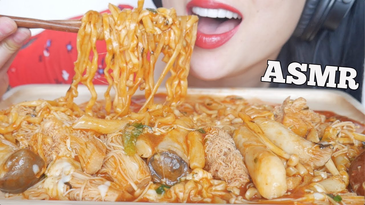 ASMR SPICY NOODLES + ENOKI OYSTER MUSHROOMS (SATISFYING EATING SOUNDS) | SAS-ASMR